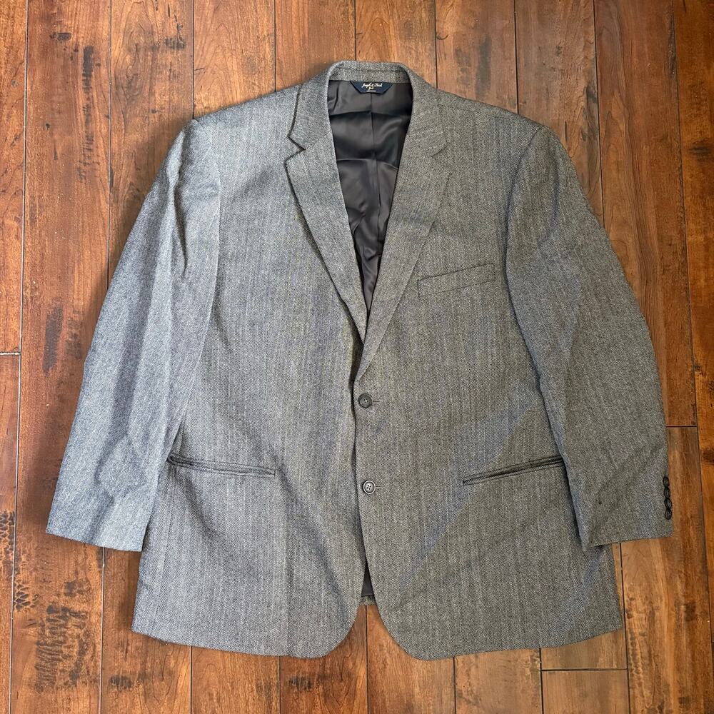 Joseph & Feiss Gold Blazer Mens 50R Gray 100% Wool Sport Coat Business Formal